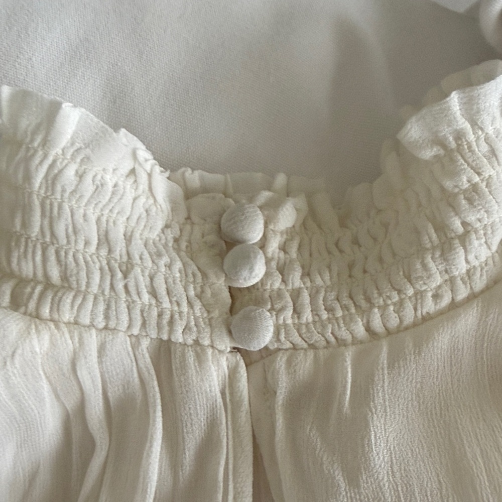 Anthropologie Floreat Floral Embroidered Smocked Mock Neck sz XS NWT - Picture 10 of 12